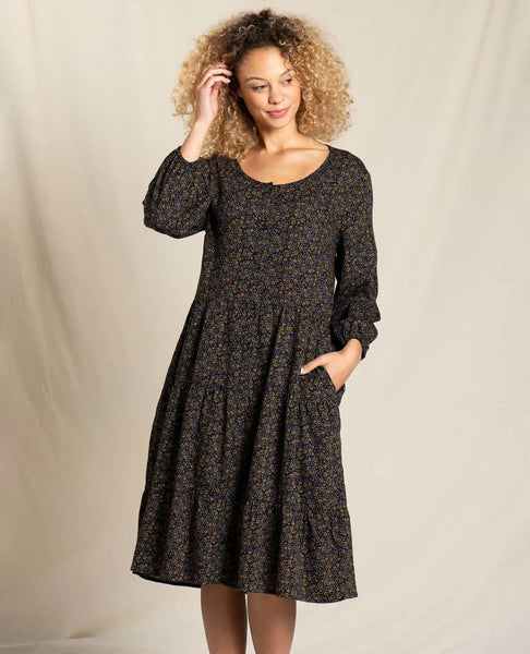Manzana Tiered Long Sleeve Dress - Meadow Print