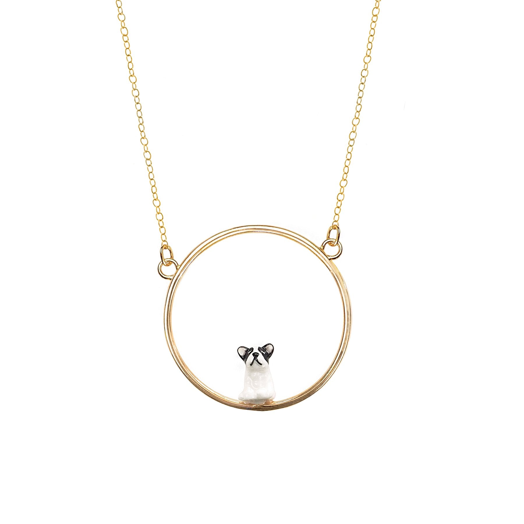French Bulldog Mini Hoop Necklace