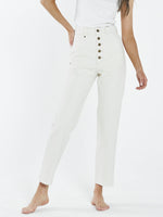 Paige Button Jean - Shady White