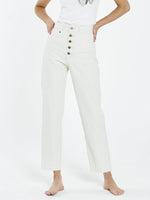 Paige Button Jean - Shady White