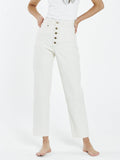 Paige Button Jean - Shady White