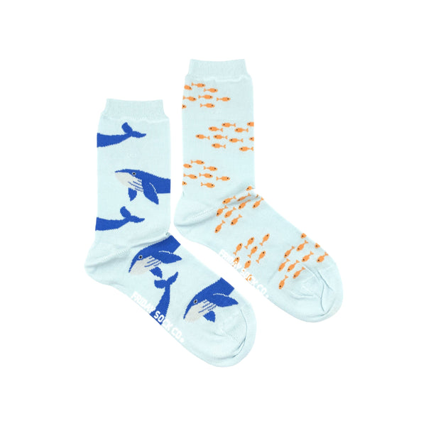 Fish + Blue Whale Mismatched Socks