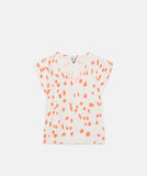 Orange Dalmatian Spot V Neck Top