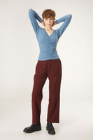 V Neck Top with Gathered Detail