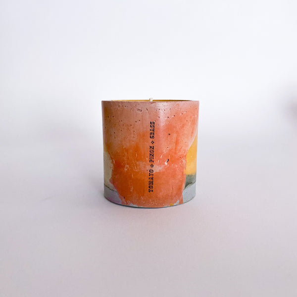 Concrete Single-Wick Candle - Tomato + Pinon + Grass