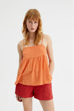 Orange Crinkle Tank Top