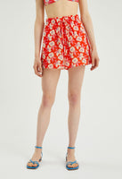 Red Floral Shorts