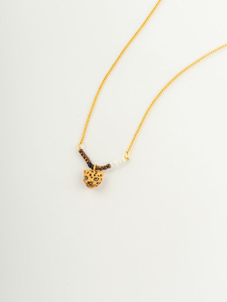 Leopard + Bead Necklace