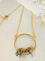 Lying Leopard Mini Hoop Necklace