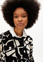 Olessyaa Aqua Floral Organic Cotton Sweater - Black/Oatmilk