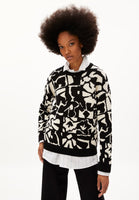 Olessyaa Aqua Floral Organic Cotton Sweater - Black/Oatmilk