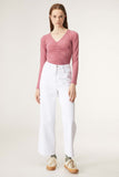 V Neck Top with Gathered Detail