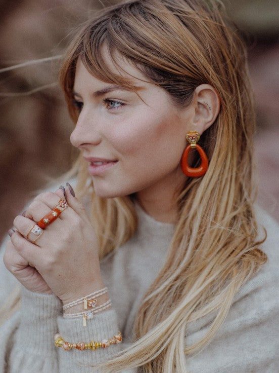Red Panda Oval Earring
