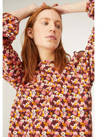 Vintage Floral Plush Sweatshirt with Ruffle