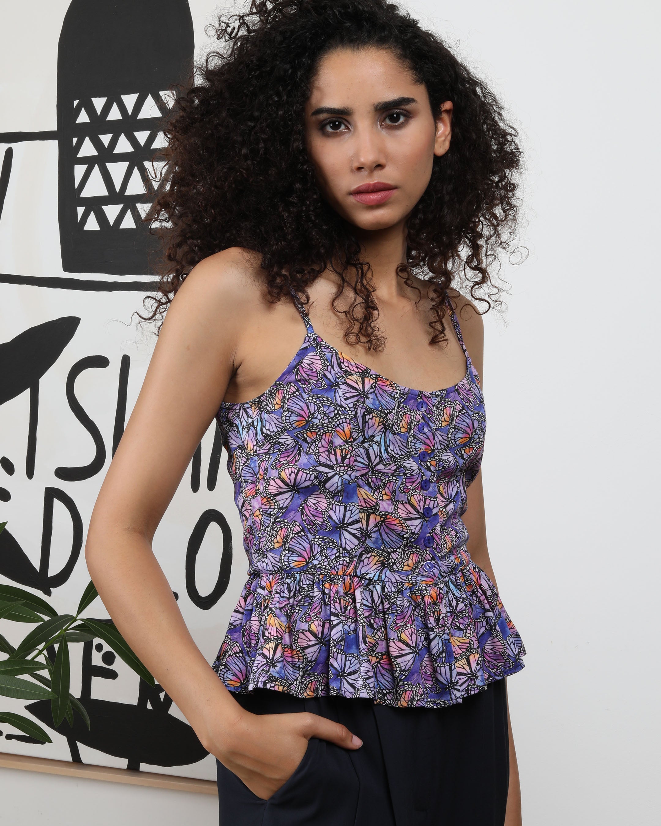 Lela Button Singlet Tank - Lavender