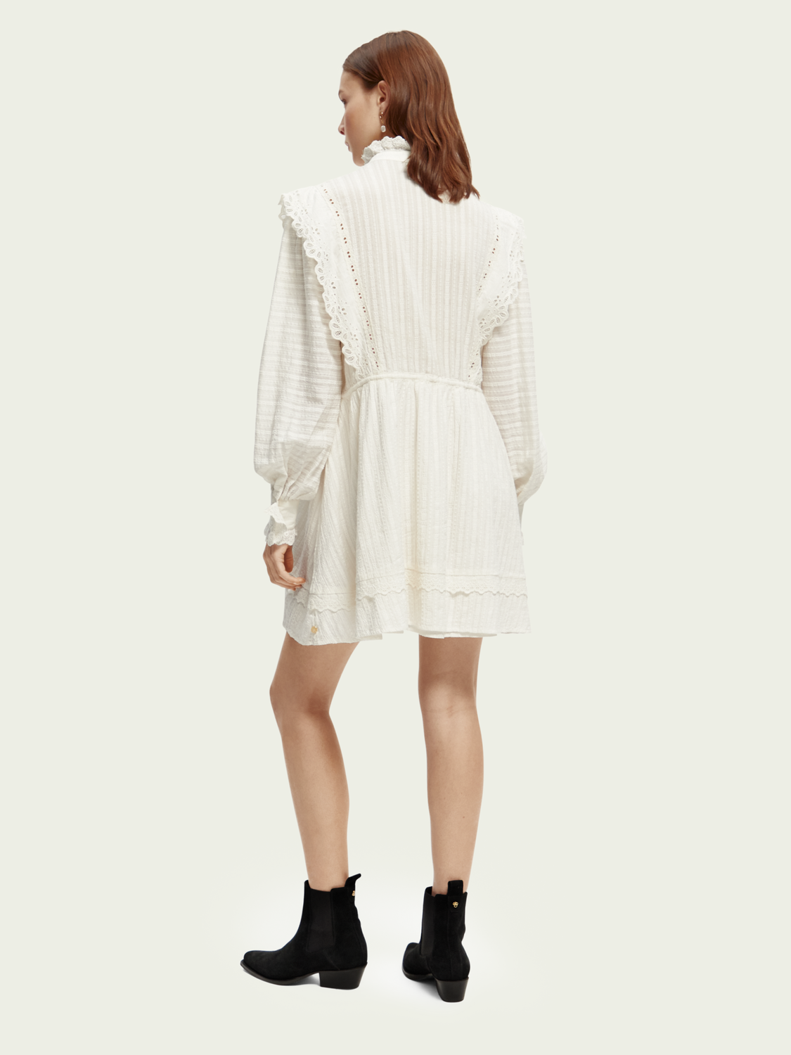 Organic Cotton Shirt Dress with Lace Detail