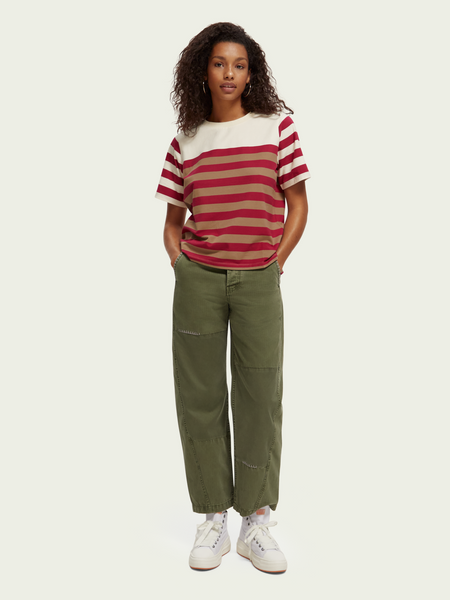 Bold Stripe Boxy Fit T Shirt - Cherry Pie Stripe