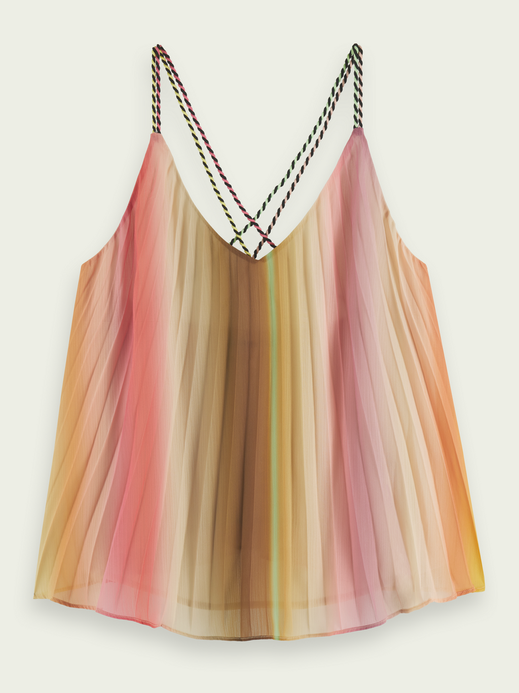 Rainbow Ombre Pleated Tank Top