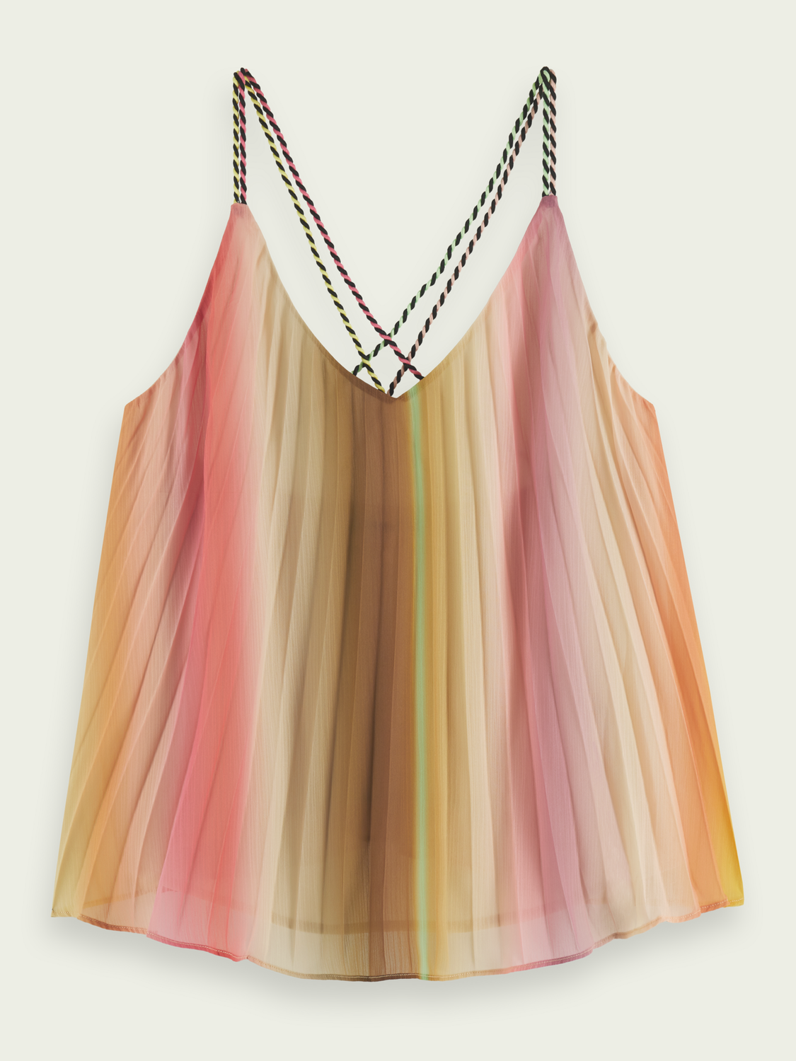 Rainbow Ombre Pleated Tank Top