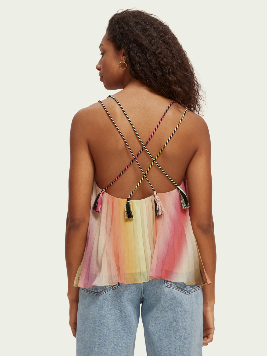 Rainbow Ombre Pleated Tank Top