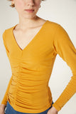 V Neck Top with Gathered Detail